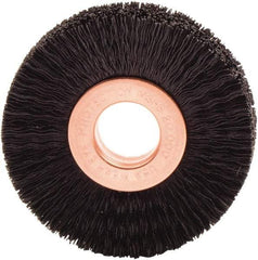 Weiler - 2" OD, 1/2" Arbor Hole, Nylon Wheel Brush - 3/8" Face Width, 1/2" Trim Length, 0.01" Filament Diam, 20,000 RPM - All Tool & Supply