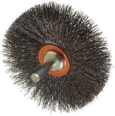 Weiler - 3" OD, 1/4" Shank Diam, Crimped Steel Wheel Brush - 1/2" Face Width, 1" Trim Length, 0.008" Filament Diam, 20,000 RPM - All Tool & Supply