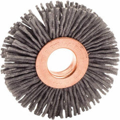 Weiler - 2" OD, 1/2" Arbor Hole, Nylon Wheel Brush - 3/8" Face Width, 1/2" Trim Length, 0.04" Filament Diam, 10,000 RPM - All Tool & Supply