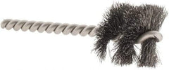 Weiler - 1-1/8" Diam Helical Steel Tube Brush - 0.008" Filament Diam, 1" Brush Length, 3-1/2" OAL, 1/4" Diam Stainless Steel Shank - All Tool & Supply