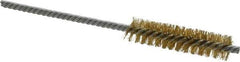 Weiler - 1/2" Diam Helical Brass Tube Brush - Double Spiral, 0.006" Filament Diam, 2" Brush Length, 5" OAL, 5/32" Diam Shank - All Tool & Supply