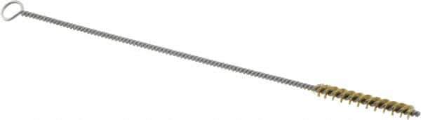 Weiler - 1-1/2" Long x 3/16" Diam Brass Hand Tube Brush - Single Spiral, 7" OAL, 0.003" Wire Diam, 3/32" Shank Diam - All Tool & Supply