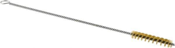Weiler - 1-1/2" Long x 1/4" Diam Brass Hand Tube Brush - Single Spiral, 7" OAL, 0.003" Wire Diam, 3/32" Shank Diam - All Tool & Supply