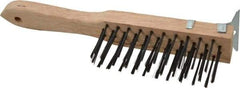 Weiler - 4 Rows x 11 Columns Steel Scratch Brush - 5" Brush Length, 11-1/2" OAL, 1-5/8" Trim Length, Wood Straight Handle - All Tool & Supply