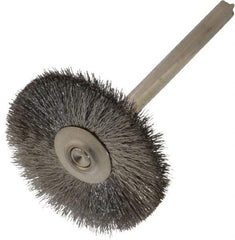 Weiler - 1" OD, 1/8" Shank Diam, Crimped Stainless Steel Wheel Brush - 5/16" Trim Length, 0.003" Filament Diam, 37,000 RPM - All Tool & Supply