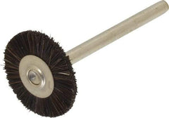 Weiler - 3/4" OD, 1/8" Shank Diam, Hair Wheel Brush - 3/16" Trim Length, 0.003" Filament Diam, 37,000 RPM - All Tool & Supply