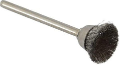 Weiler - 5/8" Diam, 1/8" Shank Crimped Wire Stainless Steel Cup Brush - 0.005" Filament Diam, 1/4" Trim Length, 37,000 Max RPM - All Tool & Supply