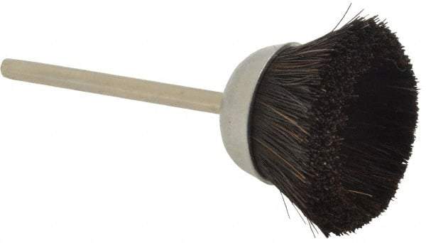 Weiler - 1" Diam, 1/8" Shank Straight Wire Hair Cup Brush - 0.003" Filament Diam, 7/16" Trim Length, 25,000 Max RPM - All Tool & Supply