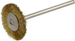 Weiler - 3/4" OD, 3/4" Shank Diam, Crimped Brass Wheel Brush - 3/16" Trim Length, 0.003" Filament Diam, 37,000 RPM - All Tool & Supply