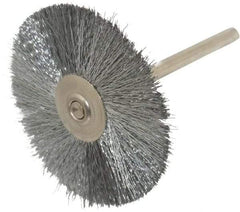 Weiler - 1-1/2" OD, 1/8" Shank Diam, Crimped Steel Wheel Brush - 1/2" Trim Length, 0.005" Filament Diam, 25,000 RPM - All Tool & Supply