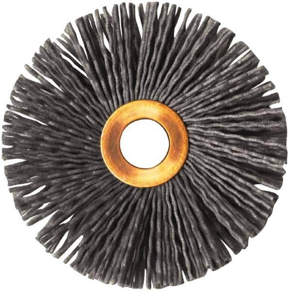 Weiler - 3" OD, 1/2" Arbor Hole, Nylon Wheel Brush - 1/2" Face Width, 1" Trim Length, 0.035" Filament Diam, 10,000 RPM - All Tool & Supply