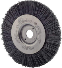 Weiler - 4" OD, 1/2" Arbor Hole, Nylon Wheel Brush - 1/2" Face Width, 7/8" Trim Length, 0.022" Filament Diam, 6,000 RPM - All Tool & Supply