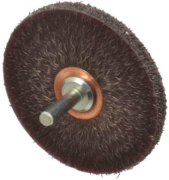 Weiler - 3" OD, 1/4" Shank Diam, Crimped Steel Wheel Brush - 1/4" Face Width, 1" Trim Length, 0.0118" Filament Diam, 20,000 RPM - All Tool & Supply