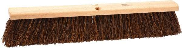 Weiler - 18" Rough Surface Palmyra Push Broom - 4" Bristle Length, Wood Block, Threaded Handle Connection, Handle Sold Separately - All Tool & Supply