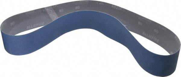 Norton - 2-1/2" Wide x 48" OAL, 80 Grit, Zirconia Alumina Abrasive Belt - Zirconia Alumina, Medium, Coated, Y Weighted Cloth Backing, Series R821 - All Tool & Supply