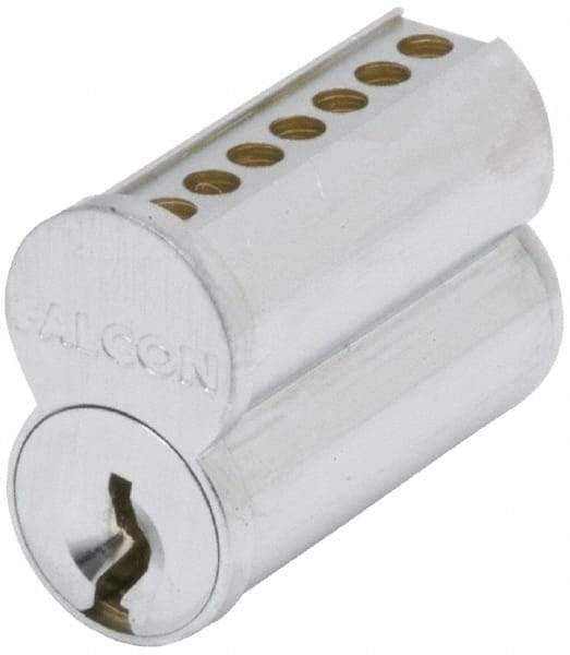 Falcon - 7 Pins, Falcon A Keyway Keying, Small Format IC Cylinder - Satin Chrome Coated, Brass - All Tool & Supply