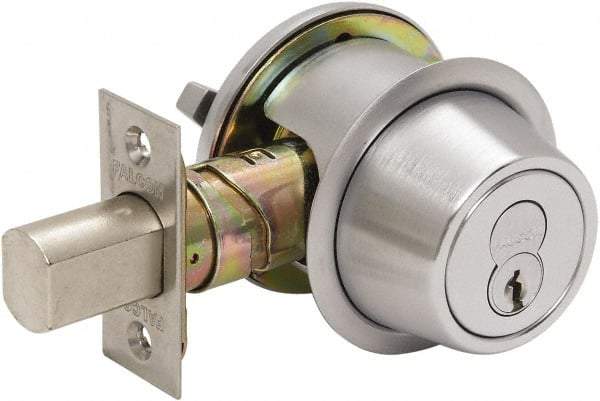 Falcon - Less Cylinder - SFIC Keying, Single Cylinder Deadbolt - Satin Chrome Coated, Steel - All Tool & Supply