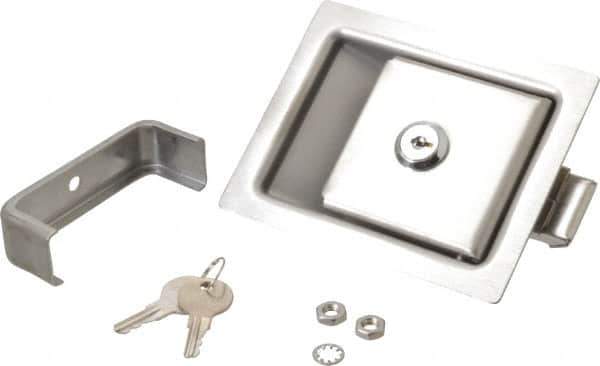 Made in USA - 5" Long x 4" Wide x 1-15/16" High, Paddle Latch - Stainless Steel, with Brushed Finish - All Tool & Supply