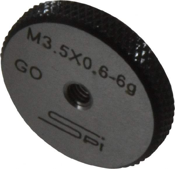 SPI - M3.5x0.6 Go Single Ring Thread Gage - Class 6G, Oil Hardened Nonshrinking Steel (OHNS), NPL Traceability Certification Included - All Tool & Supply