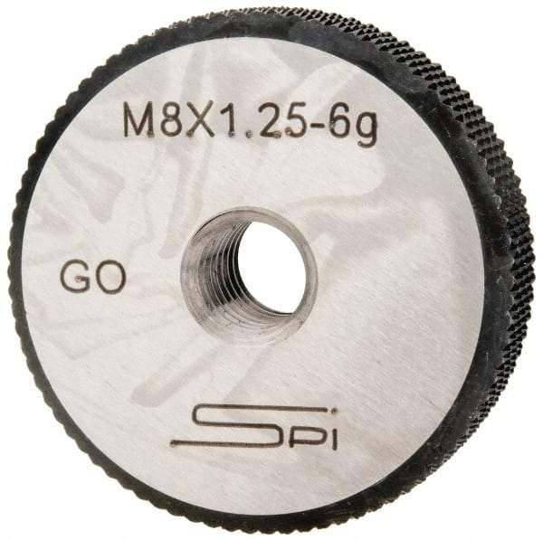 SPI - M8x1.25 Go Single Ring Thread Gage - Class 6G, Oil Hardened Nonshrinking Steel (OHNS), NPL Traceability Certification Included - All Tool & Supply