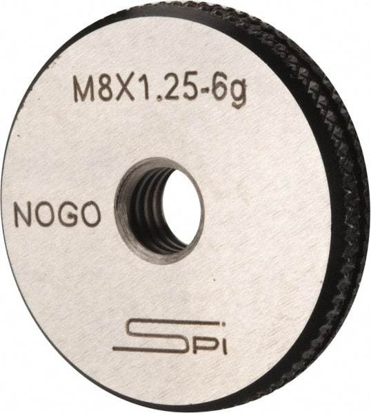 SPI - M8x1.25 No Go Single Ring Thread Gage - Class 6G, Oil Hardened Nonshrinking Steel (OHNS), NPL Traceability Certification Included - All Tool & Supply