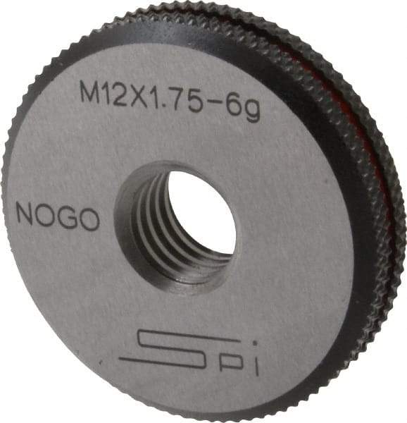 SPI - M12x1.75 No Go Single Ring Thread Gage - Class 6G, Oil Hardened Nonshrinking Steel (OHNS), NPL Traceability Certification Included - All Tool & Supply