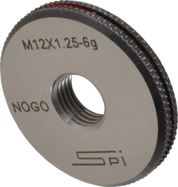 SPI - M12x1.25 No Go Single Ring Thread Gage - Class 6G, Oil Hardened Nonshrinking Steel (OHNS), NPL Traceability Certification Included - All Tool & Supply