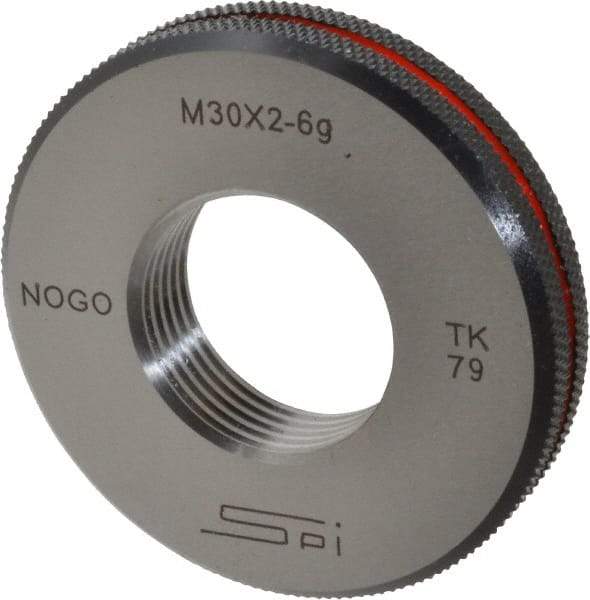 SPI - M30x2 No Go Single Ring Thread Gage - Class 6G, Oil Hardened Nonshrinking Steel (OHNS), NPL Traceability Certification Included - All Tool & Supply