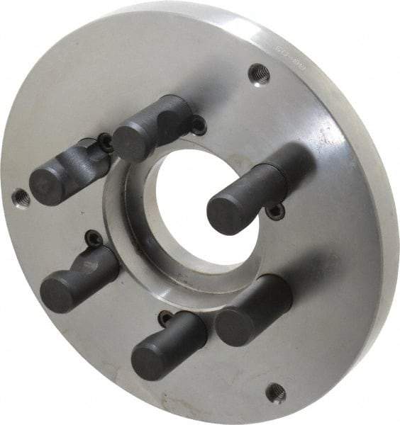 Buck Chuck Company - Adapter Back Plate for 8" Diam Self Centering Lathe Chucks - D1-5 Mount, 2.39" Through Hole Diam, 6.283mm ID, 7.87" OD, 0.794" Flange Height, Steel - All Tool & Supply