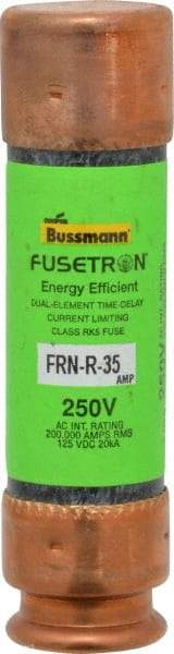 Cooper Bussmann - 125 VDC, 250 VAC, 35 Amp, Time Delay General Purpose Fuse - Fuse Holder Mount, 76.2mm OAL, 20 at DC, 200 (RMS) kA Rating, 13/16" Diam - All Tool & Supply