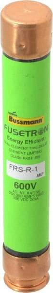 Cooper Bussmann - 300 VDC, 600 VAC, 1 Amp, Time Delay General Purpose Fuse - Fuse Holder Mount, 127mm OAL, 20 at DC, 200 (RMS) kA Rating, 13/16" Diam - All Tool & Supply