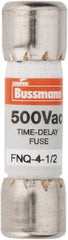 Cooper Bussmann - 500 VAC, 4.5 Amp, Time Delay General Purpose Fuse - Fuse Holder Mount, 1-1/2" OAL, 10 at AC kA Rating, 13/32" Diam - All Tool & Supply