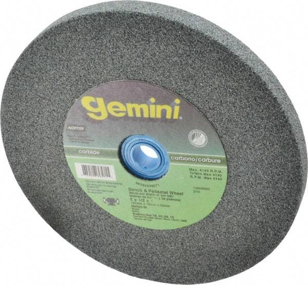 Norton - 60 Grit Silicon Carbide Bench & Pedestal Grinding Wheel - 6" Diam x 1" Hole x 1/2" Thick, 4140 Max RPM, Medium Grade - All Tool & Supply