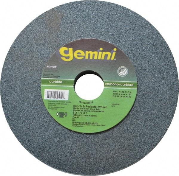 Norton - 80 Grit Silicon Carbide Bench & Pedestal Grinding Wheel - 6" Diam x 1" Hole x 1/2" Thick, 4140 Max RPM, Medium Grade - All Tool & Supply