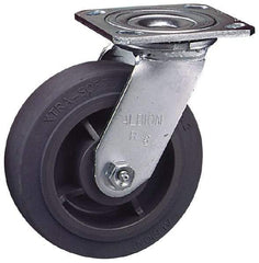 Albion - 8" Diam x 2" Wide x 9-1/2" OAH Top Plate Mount Swivel Caster - Soft Rubber, 675 Lb Capacity, Roller Bearing, 4 x 4-1/2" Plate - All Tool & Supply