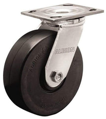 Albion - 8" Diam x 2" Wide x 9-1/2" OAH Top Plate Mount Swivel Caster - Rubber, 500 Lb Capacity, Roller Bearing, 4 x 4-1/2" Plate - All Tool & Supply