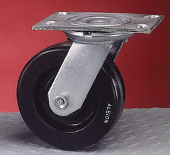 Albion - 8" Diam x 2" Wide x 10-1/8" OAH Top Plate Mount Swivel Caster - Cast Iron, 1,400 Lb Capacity, Roller Bearing, 4-1/2 x 6-1/4" Plate - All Tool & Supply