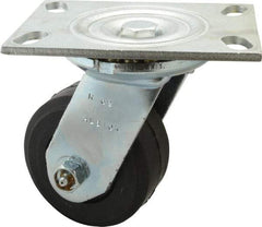 Albion - 4" Diam x 2" Wide x 5-5/8" OAH Top Plate Mount Swivel Caster - Rubber, 350 Lb Capacity, Roller Bearing, 4-1/2 x 6-1/4" Plate - All Tool & Supply