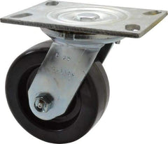 Albion - 5" Diam x 2" Wide x 6-1/2" OAH Top Plate Mount Swivel Caster - Phenolic, 1,000 Lb Capacity, Roller Bearing, 4-1/2 x 6-1/4" Plate - All Tool & Supply