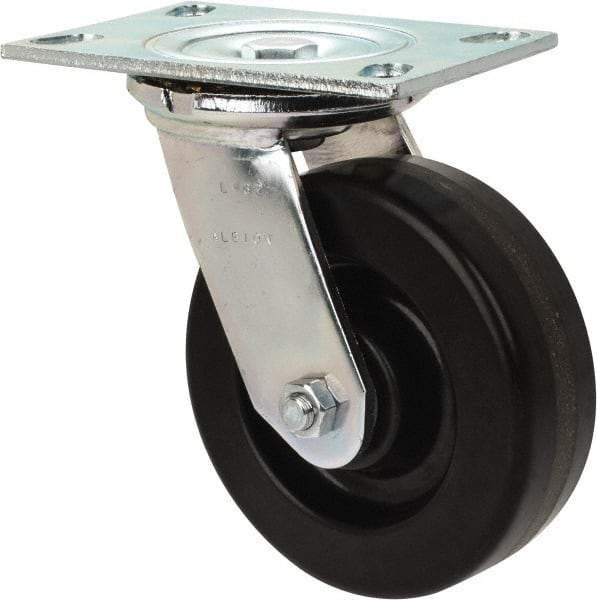 Albion - 6" Diam x 2" Wide x 7-1/2" OAH Top Plate Mount Swivel Caster - Phenolic, 1,200 Lb Capacity, Roller Bearing, 4-1/2 x 6-1/4" Plate - All Tool & Supply