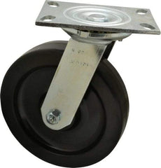 Albion - 8" Diam x 2" Wide x 10-1/8" OAH Top Plate Mount Swivel Caster - Phenolic, 1,400 Lb Capacity, Roller Bearing, 4-1/2 x 6-1/4" Plate - All Tool & Supply