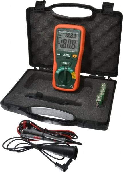 Extech - Digital LCD Display, 2,000 Megohm Electrical Insulation Resistance Tester & Megohmmeter - 1,000 VAC Max Test Voltage, Powered by 1.5V AA Battery - All Tool & Supply