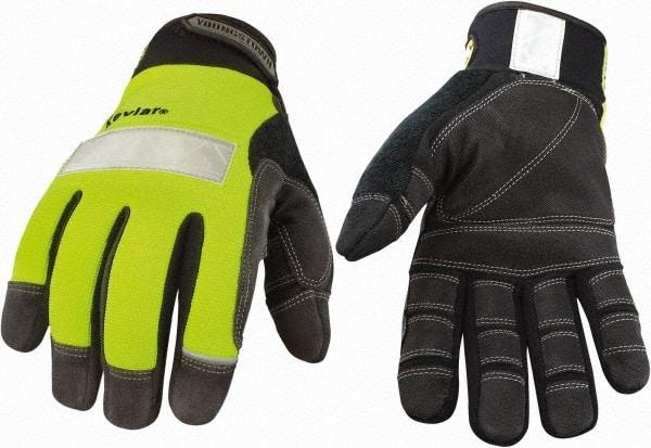 Youngstown - Size L (9), ANSI Cut Lvl 3, Puncture Lvl 4, Abrasion Lvl 4, Kevlar Cut & Puncture Resistant Gloves - Kevlar Lining, Hook & Loop Cuff, Hi-Vis Lime, Paired - All Tool & Supply