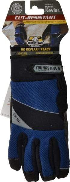 Youngstown - Size XL (10), ANSI Cut Lvl 4, Puncture Lvl 3, Abrasion Lvl 4, Kevlar Cut & Puncture Resistant Gloves - Kevlar/Micro Fleece Lining, Hook & Loop Cuff, Blue/Black, Paired - All Tool & Supply