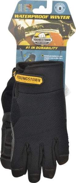 Youngstown - Size S (7) Synthetic Suede Cold Protection & Waterproof Work Gloves - For Mechanic's & Lifting, Uncoated, Hook & Loop Cuff, Full Fingered, Black, Paired - All Tool & Supply