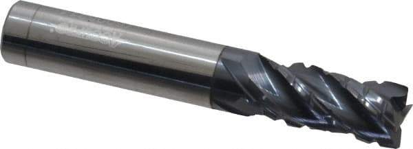 Accupro - 7/16" Diam, 1" LOC, 4 Flute Solid Carbide Corner Chamfer Roughing End Mill - AlTiN Finish, 2-3/4" OAL, 7/16" Shank Diam, Single End, 30° Helix - All Tool & Supply