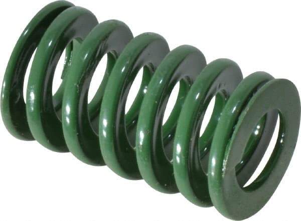 Dayton Lamina - 3/4" Hole Diam, 3/8" Rod Diam, 1-1/4" Free Length, Green Die Spring - 24.4 Lb Max Deflection, 0.5" Max Deflection, Light Duty, Chromium Vanadium Steel - All Tool & Supply