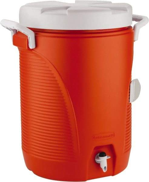 Rubbermaid - 5 Gal Beverage Cooler - Plastic, Orange/White - All Tool & Supply