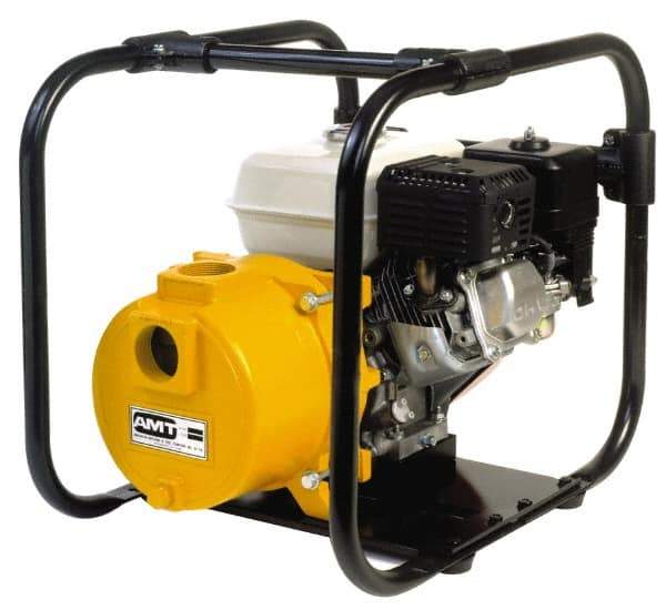 American Machine & Tool - 5.5 HP, 3,600 RPM, 2 Port Size, 1 Solids Handling, Honda OHV, Self Priming Engine Pump - Cast Iron, 3.8 Quart Tank Size, Buna-N and Silicon Carbide Shaft Seal, Stainless Steel Shaft Sleeve - All Tool & Supply