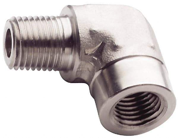 Made in USA - 1-1/4" Grade 316 Stainless Steel Pipe 90° Street Elbow - MNPT x FNPT End Connections, 3,000 psi - All Tool & Supply